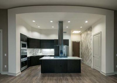 Gorgeous luxury kitchen and penthouse apartment with hardwood flooring
