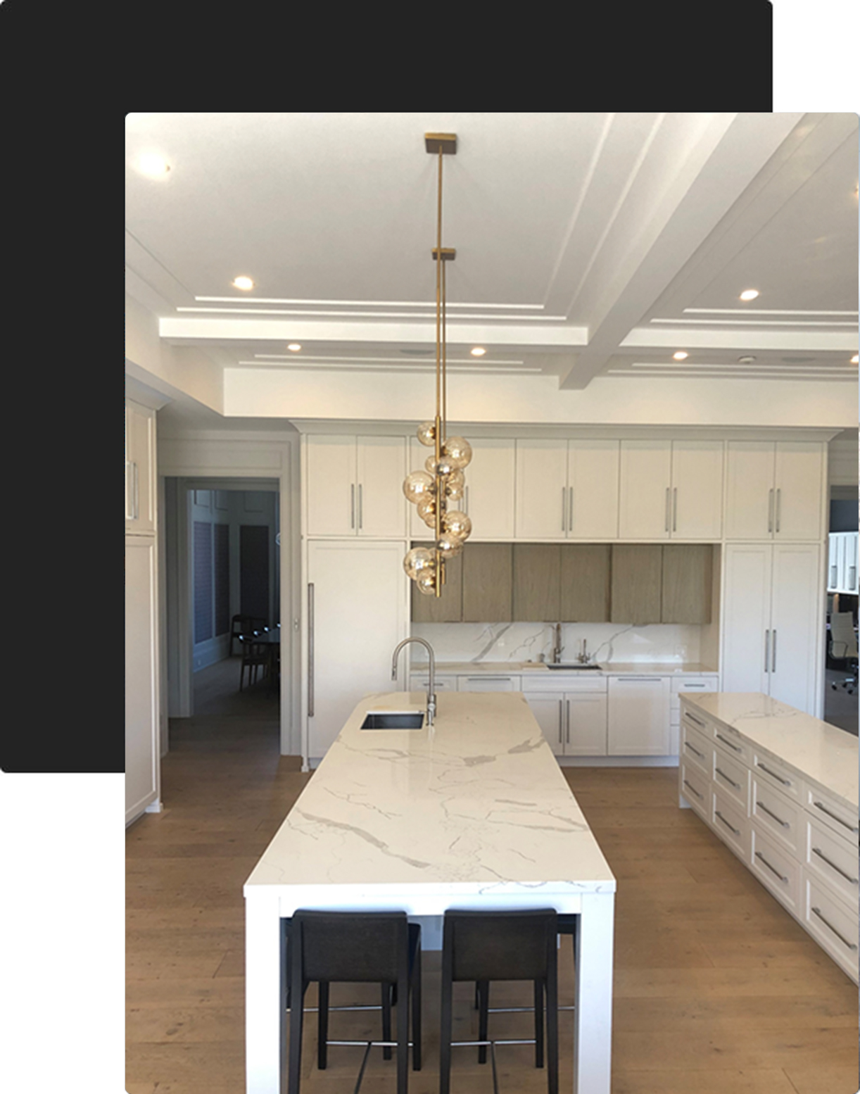 Beautiful kitchen with modern white Italian cabinets